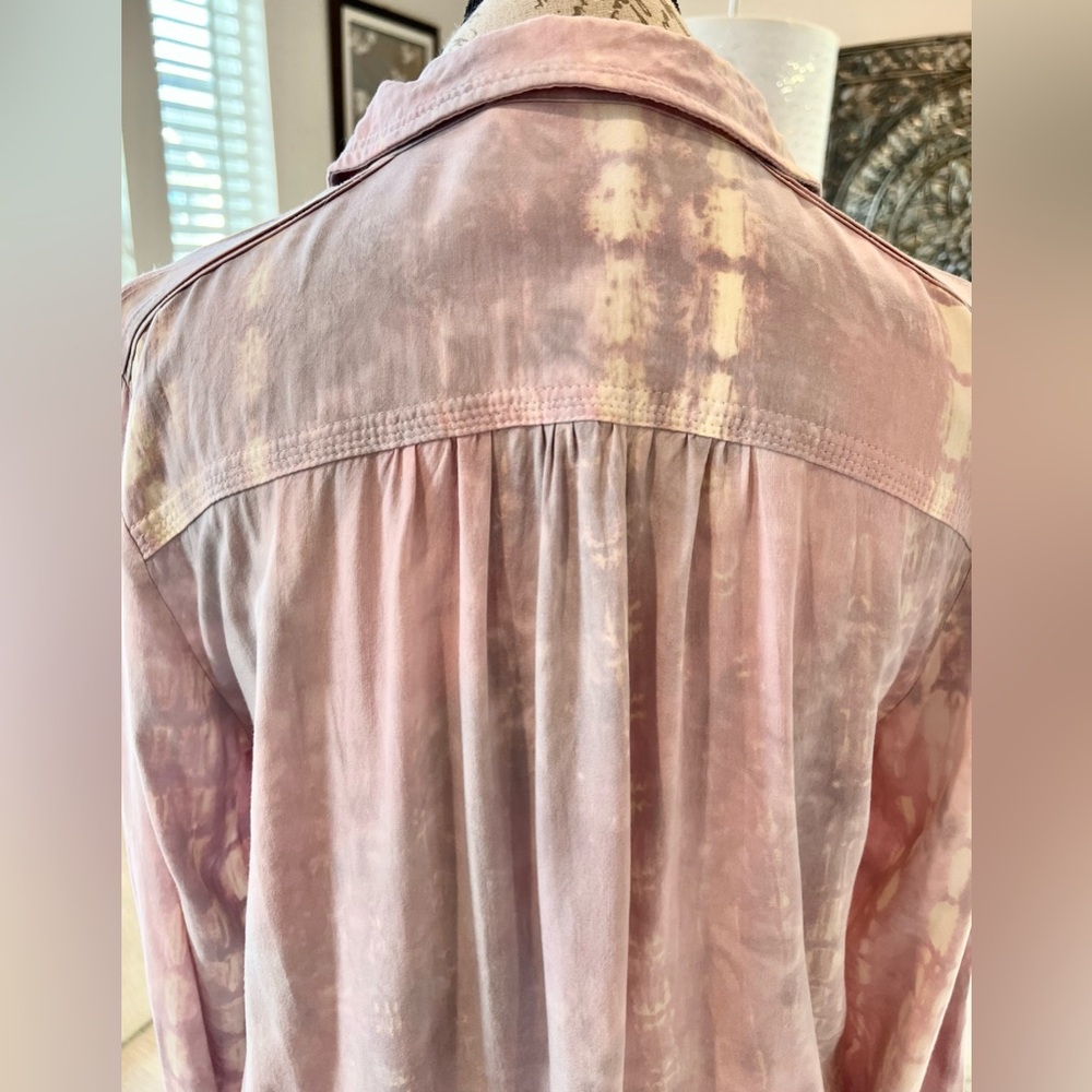Millibon Tie Dye Button Down Light Pink Cream Women’s Large - Picture 3 of 11
